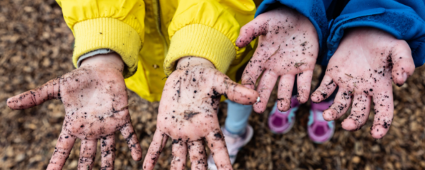Kids hands in dirt