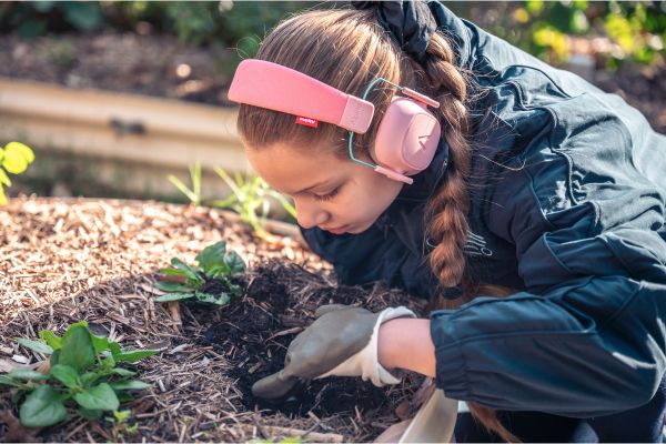 Child working in the garden