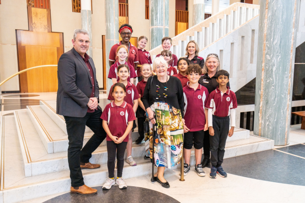 Stephanie and Namadgi School students at Parliament House