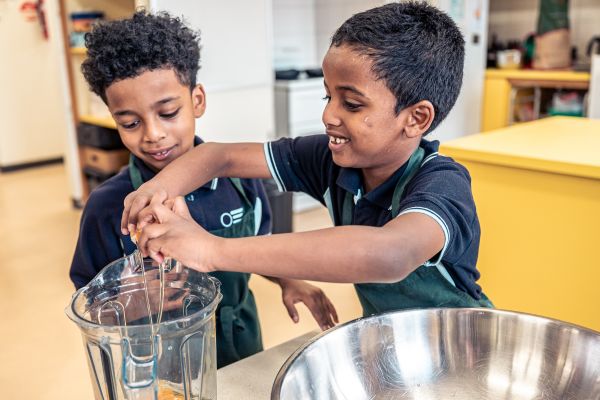 Students in the kitchen