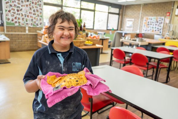 A student in the kitchen