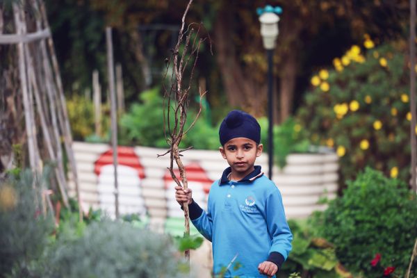 Young child in a garden